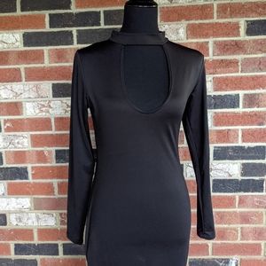 ALAIX Black Keyhole Long Sleeve Dress - Large